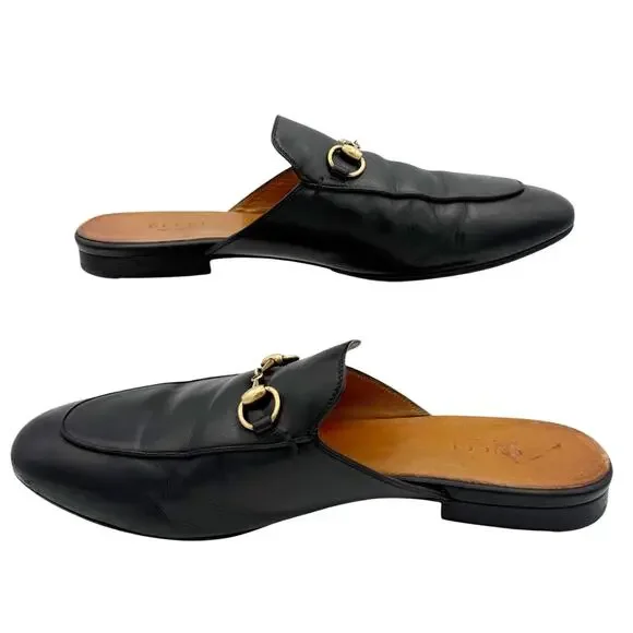 Gucci Black Princetown Leather Loafers